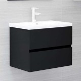 vidaXL Dulap cu chiuvetă &icirc;ncorporată, negru, PAL