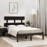 VidaXL Cadru de pat, negru, 140x190 cm, lemn masiv