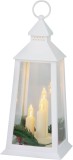 Felinar decorativ de Craciun MagicHome, alb, 3 LED, 14x14x35 cm