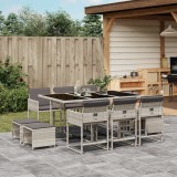VidaXL Set mobilier de grădină cu perne 11 piese gri deschis poliratan 3211331