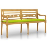 Cumpara ieftin Banca Batavia cu perna verde aprins, 150 cm, lemn masiv tec