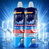 Solutie de clatire si stralucire Finish pentru vase mai luminoase si mai uscate, fara pete de apa, pachet mega de 2 x 800 ml