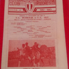 Program meci fotbal PETROLUL PLOIESTI - FC OLT (11.09.1982)