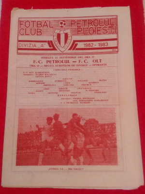 Program meci fotbal PETROLUL PLOIESTI - FC OLT (11.09.1982) foto