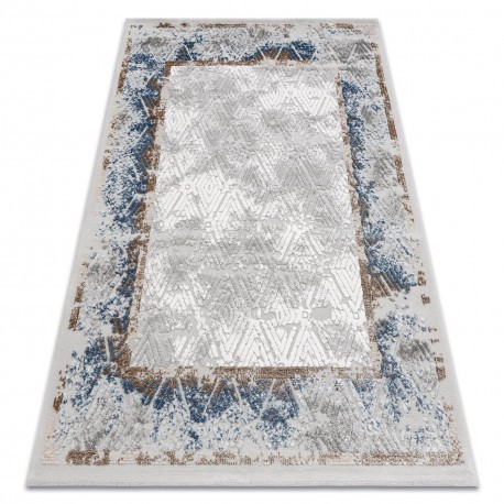 Covor acril VALS 1738 Cadru, caro gri / albastru , 80x100 cm