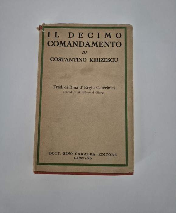 Carte cu autograf Constantin Kiritescu Il Decimo Comandamento Nuvele 1933