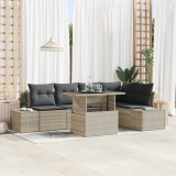 vidaXL Set de canapea de grădină , 6 piese, cu perne, gri deschis, ratan sintetic