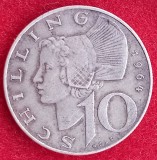 (A227) MONEDA DIN ARGINT AUSTRIA - 10 SCHILLING 1964, CEA MAI RARA DIN SERIE