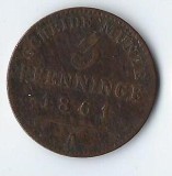 Moneda 3 pfenninge 1861 - Prusia