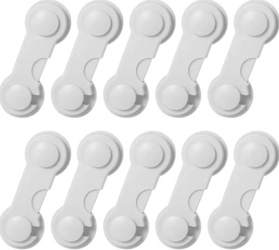 Set 10 sisteme de siguranta copii pentru blocare usi si sertare, Autoadeziv, ABS, Alb foto