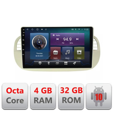 Navigatie dedicata Fiat 500 intre anii 2007-2015 Android radio gps internet Octa core 4+32 Kit-fiat500+EDT-E409 CarStore Technology foto