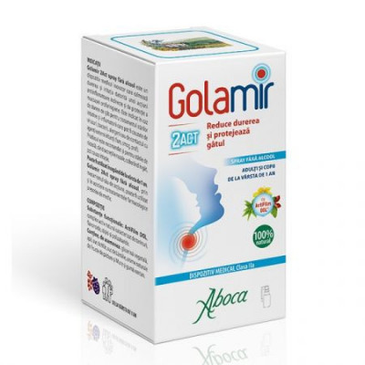Spray pentru copii si adulti fara alcool Golamir 2Act, 30ml, Aboca foto