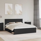Cumpara ieftin Cadru de pat cu headboard Negru 160 x 200 cm Lemn de pin masiv