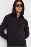 HUGO pulover de bumbac culoarea negru, light, cu turtleneck