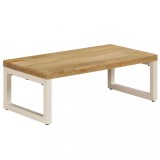 vidaXL Măsuță de cafea, 100x50x35 cm, lemn masiv de mango și oțel