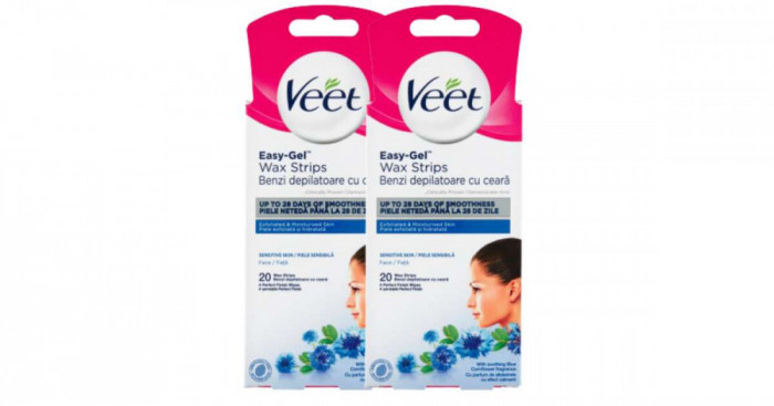 Veet Easy-Gel Hideggyanta szalagok &eacute;rz&eacute;keny bőrre, arcra 2x20db