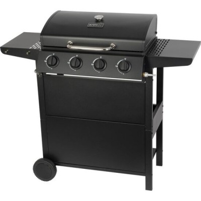 Gratar gradina, grill dreptunghiular, cu gaz, 4 arzatoare, cu roti, capac, rafturi, BBQ Malaga GartenVIP DiyLine foto