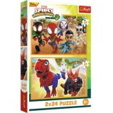PUZZLE TREFL 2X24 SPIDEY AND HIS AMAZING FRIENDS DINO-WEBS SPIDEY SI DINOZAURII