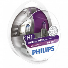 Set 2 Becuri auto cu halogen pentru far Philips H1 Vision Plus, +60%, 12V, 55W foto