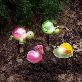 Lampa solara LED figurine gradina, iluminat decorativ exterior, cu tarus, broasca flamingo melc