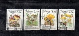 Serie Completa 4 Timbre Norvegia 1989 Ciuperci de Pădure Flora Stampilat - A688