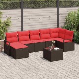 vidaXL Set Canapea 8 Piese Maro Poliratan Modular Gradina Exterior Confort Perne