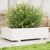 Cumpara ieftin Jardinieră de grădină, alb, 90x60x26,5 cm, lemn masiv de pin