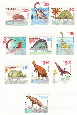 A12 S2 2 - Timbre foarte vechi - Polonia - Animale preistorice - 1965 foto