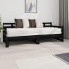 Pat de zi extensibil, negru, 2x(80x200) cm, lemn masiv de pin