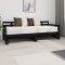 Pat de zi extensibil, negru, 2x(80x200) cm, lemn masiv de pin