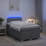 Cumpara ieftin Pat box spring cu saltea si LED Gri deschis 120 x 200 cm