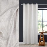 Perdea Decorativă Ecru cu Fir Bej și Inele pentru Spații Elegante, CMCLASS