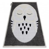 Covor modern pentru copii JOY Owl, Bufniţă - structural pe două niveluri de l&acirc;nă gri / crem, 120x170 cm