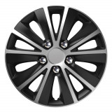 Capac roata auto Versaco Rapide NC 15 inch, negru argintiu, cu suruburi crom, pentru jante din otel, ABS, 1 bucata, montaj rapid