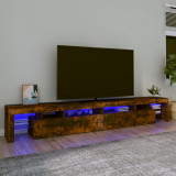VidaXL Comodă TV cu lumini LED, stejar fumuriu, 260x36,5x40cm
