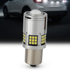Bec LED Auto P21W / BA15S / 1156 cu Lupa si 60 LED-uri Premium Culoare Alba 6000K pentru Marsarier sau DRL, lumini de zi, CANBUS, fara eroare de bec a