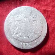 Moneda 2 lei 1872 , Carol I , argint , cal slaba