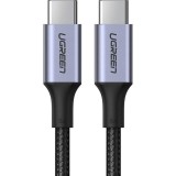 CABLU alimentare si date Ugreen, &quot;US316&quot;, Fast Charging Data Cable pt. smartphone, USB Type-C la USB Type-C 100W/5A, braided, 3m, negru &quot;90120&quot; (timbr