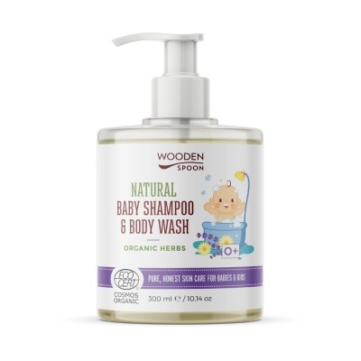 Sampon si gel dus pentru copii si bebelusi Organic Herbs, bio, 300ml, Wooden Spoon foto
