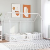 VidaXL Cadru pat tip casă pentru copii alb 90x200 cm lemn masiv de pin