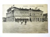 Alba Iulia:Hotel Dacia,magazine,piata,carte poștală scrisa 1922