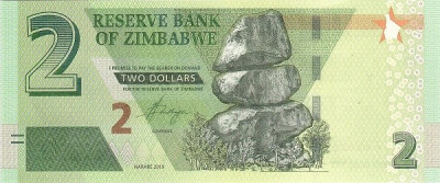 Zimbabwe 2 Dolari 2019 (fara text: Bond Note) P-101 UNC !!! foto