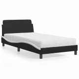 VidaXL Pat cu saltea, negru și alb, 100x200 cm, piele ecologică 3208362