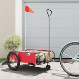 vidaXL Remorcă biciclete, roșu și negru, țesătură oxford și fier