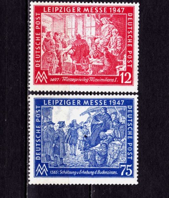 ✅ (S39)Germania 1947 -Emisiunile Aliatilor &amp;quot; Targul de toamna Leipzig&amp;quot; ,serie Mi. 965/966 ,MNH ( posibile mici cute ) foto