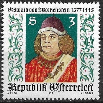 B2332 - Austria 1977 - Celebritati, neuzat,perfecta stare