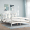 Cadru de pat cu tablie, alb, 160x200 cm, lemn masiv GartenMobel Dekor, vidaXL