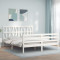 Cadru de pat cu tablie, alb, 160x200 cm, lemn masiv GartenMobel Dekor