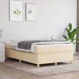 VidaXL Pat box spring cu saltea, crem, 120x200 cm, textil