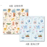 Covoraș de Joaca pentru Copii Termic cu 2 Fete, Flippy, Model Lumea Animalelor si Calatorie pe mare, cu Spuma, Impermeabil, Antiderapant, 200cm x 180c